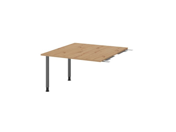 Hammerbacher koppelplaat VKT, kleur tafelblad: knoestig eiken, plaat: 1200 x 1300 x 25 mm, ronde buisbasis grafiet, werkhoogte: 720 - 740 mm, VKT12C/R/G