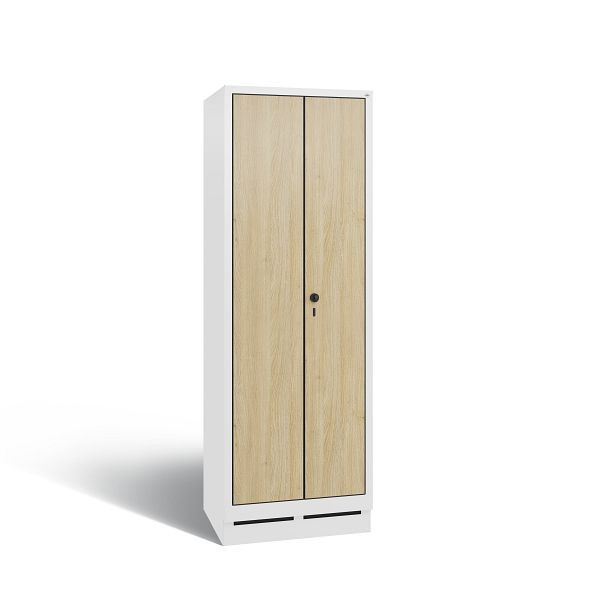 C+P locker Evolo, 2 compartimenten, H1800B610T500 mm, Wit/HPL eiken, 48022-20B S10046