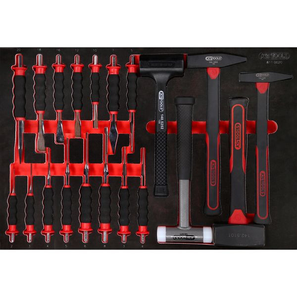 KS Tools PERFORMANCEplus gereedschapsset, 20-delig, hamer en beitel, 811.0020