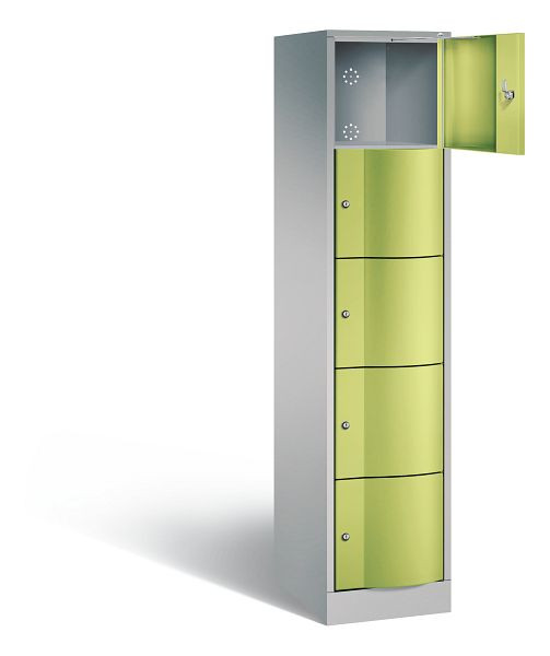 C+P lockerkast Resisto, H1950xB396xD540mm, kleur: wit aluminium / virid green, 8570-172 S10116