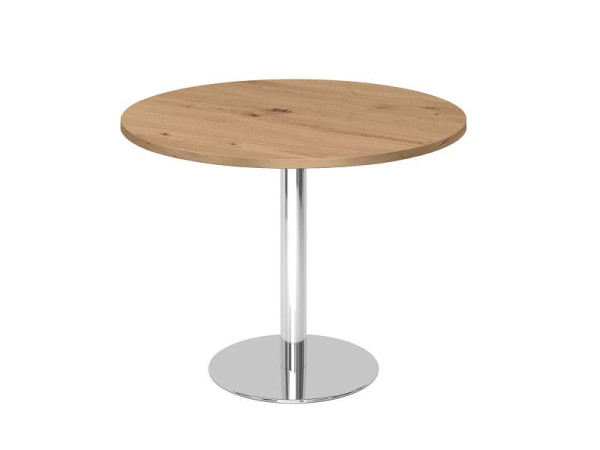 Hammerbacher vergadertafel 100cm rond noest eiken/chroom, VSTF10/R/C