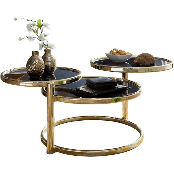 Wohnling salontafel SUSI met 3 tafelbladen zwart/goud 58 x 43 x 58 cm, WL5.767