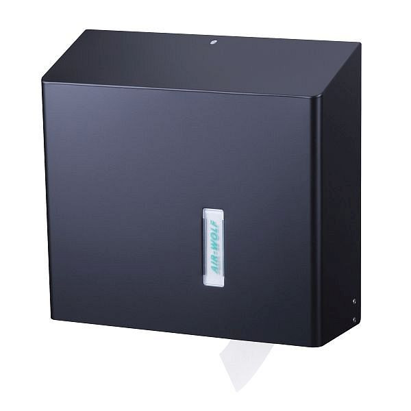 Air Wolf duplex roldispenser, Omega serie, H x B x D: 350 x 377 x 133 mm, mat zwart gecoat roestvrij staal, 29-538