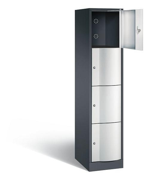 C+P lockerkast Resisto, H1950xB396xD540mm, kleur: zwartgrijs/lichtgrijs, 8470-172 S10043