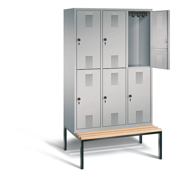 C+P locker dubbeldekker Evolo, H2090xB1200xD815mm, kleur: wit aluminium, 48350-32 S10027