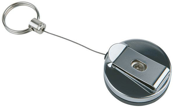 APS sleutelkoord, Ø 4 cm, hoogte: 2 cm, ABS, metaal, RVS, RVS koord: 65 cm lang, verpakking: 2 stuks, 93170