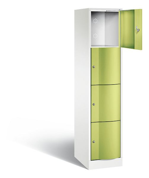 C+P lockerkast Resisto, H1950xB396xD540mm, kleur: verkeerswit / virid green, 8470-172 S10053
