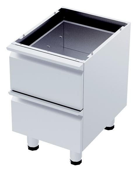 gel-o-mat Neutraler Unterbau aus Edelstahl, 2 Schubladen, Füße Höhenverstellbar, Rückwand, Unterbau zu GO Cook 600, DS4060