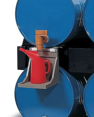 DENIOS blikdrager van polyethyleen (PE) aan het vatframe van het vulstation PolySafe Station RS 2 x 200 l, 114-903