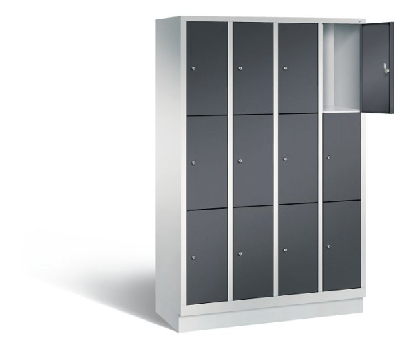 C+P lockerkast Evolo, H1800xB1190xD500mm, kleur: lichtgrijs / zwartgrijs, 48020-403 S10011