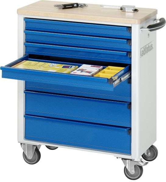 RAU gereedschapswagen serie adlatus, massief beukenhouten blad, 7 x laden, 700x860x350 mm, 02-7120B.11