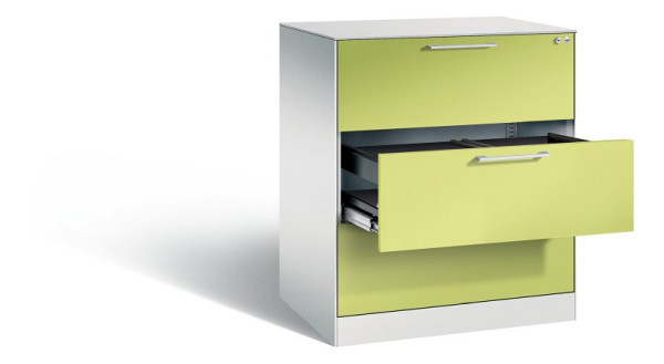 C+P hangende archiefkast Asisto, H1010xB800xD600mm, kleur: lichtgrijs / virid groen, beugelgreep, 146243-312 S10199