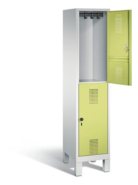 C+P locker 2-laags Evolo, H1850xW420xD500mm, kleur: lichtgrijs / virid groen, 48310-12 S10090