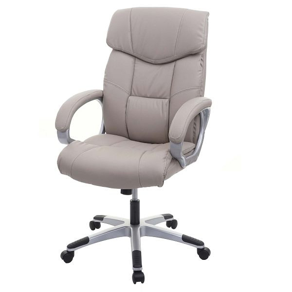 Mendler bureaustoel HWC-A71, directiestoel, bureaustoel, imitatieleer, taupegrijs, 74183