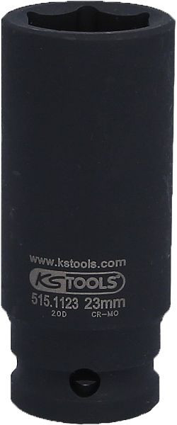 KS Tools Slagdop 1/2"-zeskant, lang, 23 mm, 515.1123