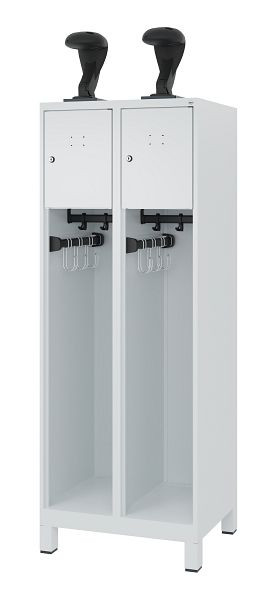 C+P brandweerkast Evolo, model YOUNGSTER, 2 compartimenten, H1530B600T500 mm, lichtgrijs, voeten, 0490015-20 S10012