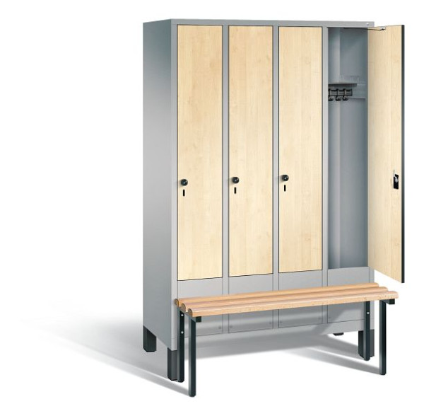 C+P Evolo garderobe, H1850xW1190xD815mm, kleur: wit aluminium / Donau esdoorn decor, 48030-40 S10243