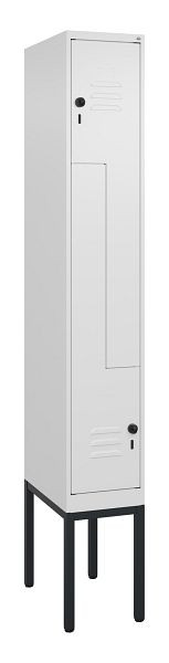C+P Z-Spind Classic PLUS, Gestell, 2 Abteile, 2120x300x500mm, 9016/9016, Drehriegel, 0800337-102 S10014