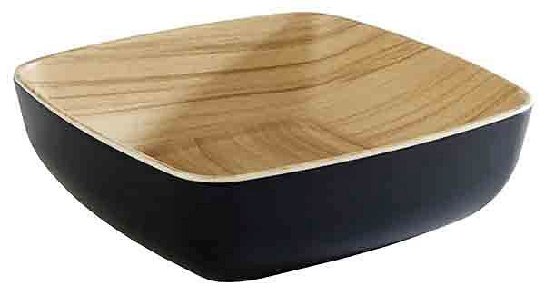 APS schaal -FRIDA-, 16,5 x 16,5 cm, 5,5 cm, melamine, binnenkant: houtlook, buitenkant: zwart, 84559