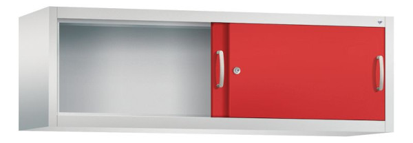 C+P bovenkast Acurado, H500xB1600xD400mm, kleur: lichtgrijs / vuurrood, beugelgreep, 1 niveau, 2144-00 S10103