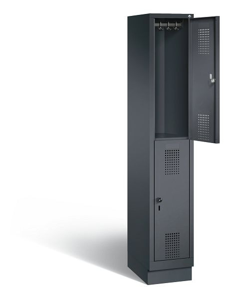 C+P locker dubbeldekker Evolo, H1800xB320xD500mm, kleur: zwart-grijs, 48320-10 S10103