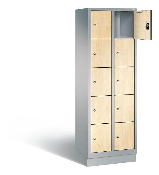 C+P lockerkast Evolo, H1800xB610xD500mm, kleur: wit aluminium / Donau esdoorn decor, 48020-205 S10252