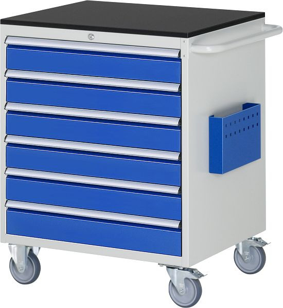 RAU montagewagen serie 7000, B770 x D650 x H970 mm, werkblad voorzien van melamineharscoating, laden: 6xH120 mm, 15-XL5.16A-M.11