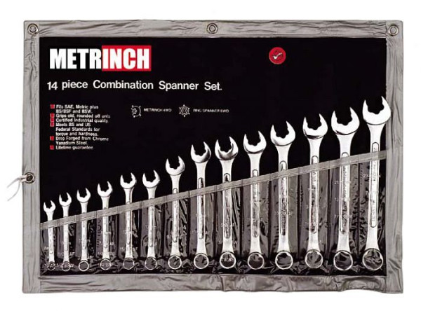 Metrinch-steeksleutelset in rolkoffer 14-delig MET-0125