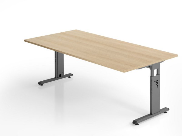 Hammerbacher bureau OS2E, 200 x 100 cm, blad: eiken, 25 mm dik, 2 mm ABS rand, rechthoekige vorm, VOS2E/E/G