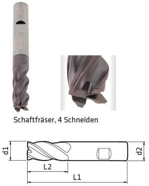 ELMAG vingerfrees Ø: 5 mm, 4-snijkanten, titaanaluminiumnitride voor materialen tot 1200 N/mm² treksterkte, 17261