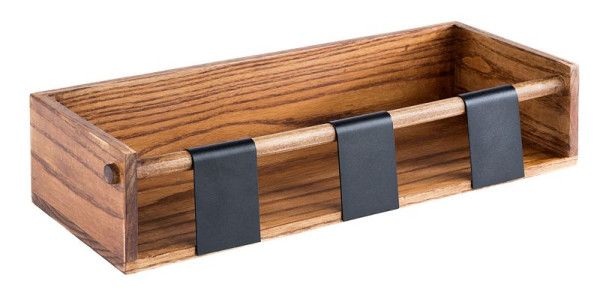 APS dressingpot display/station, 40 x 16 cm, hoogte: 9 cm, eikenhout, inclusief 3 labels, van metaal, 84863
