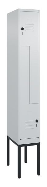 C+P Z-Spind Classic PLUS, Gestell, 2 Abteile, 2120x300x500mm, 7035/7035, Drehriegel, 0800337-102 S10009