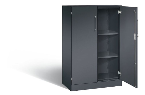 C+P vleugeldeurkast Asisto, H1310xB800xD435mm, kleur: zwartgrijs, beugelgreep, 3 niveaus, 141033-000 S10145