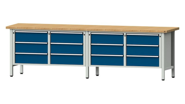 ANKE werkbanken kistwerkbank, model 108 V, 2800 x 700 x 840 mm, RAL 7035/5010, BMP 40 mm, 301.444