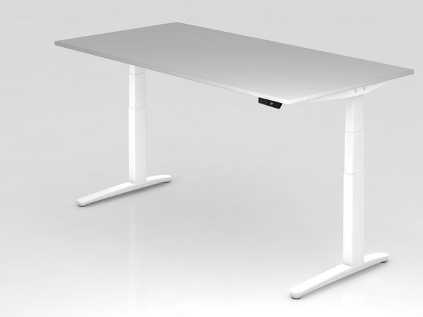 Hammerbacher elektrisch zit-sta bureau 200x100cm grijs/wit, rechthoekige vorm, VXBHM2E/5/WW