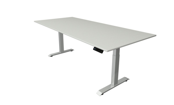 Kerkmann Move 4 zit-/statafel, B 2250 x D 1000 mm, onderstel zilver, elektrisch in hoogte verstelbaar van 640-1290 mm, lichtgrijs, 10041111