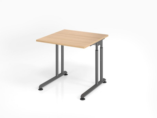 Hammerbacher bureau ZS08, 80 x 80 cm, blad: eikenhout, 25 mm dik, ABS dikke rand, rechthoekige vorm, grafiet, VZS08/E/G