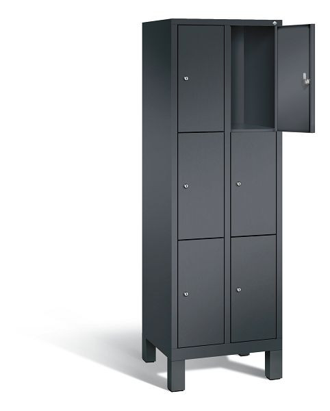 C+P lockerkast Evolo, H1850xB610xD500mm, kleur: zwart-grijs, 48010-203 S10003