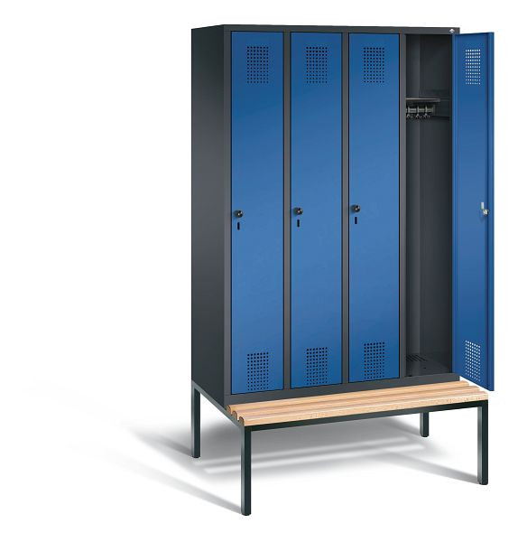 C+P garderobe Evolo, H2090xW1190xD815mm, kleur: zwartgrijs / gentiaanblauw, 48050-40 S10153