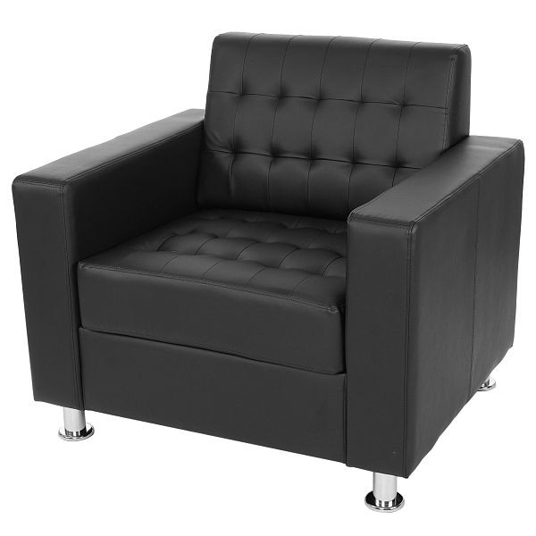 Mendler Kunda fauteuil, fauteuil, kunstleer, metalen poten, zwart, 51629+51630