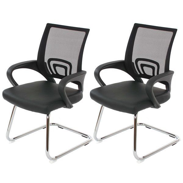 Mendler set van 2 vergaderstoelen Ancona, bezoekersstoel, imitatieleer, zwart, 36568