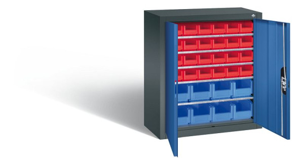 C+P tijdschriftenkast serie 13, H830xB700xD300mm, kleur: antracietgrijs / gentiaanblauw, verzonken handgreep, 134013-24 S10026
