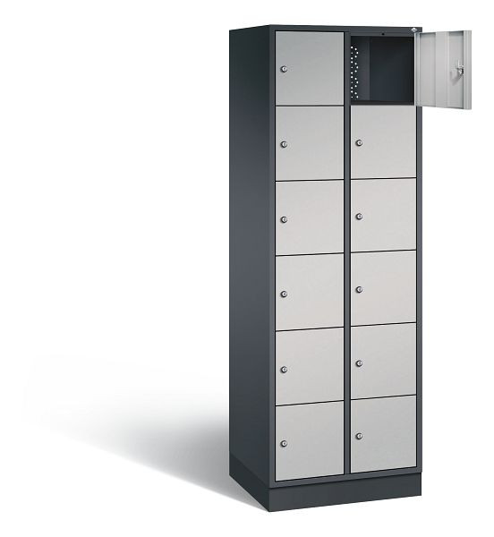 C+P lockerkast Intro, H1950xW620xD490mm, kleur: zwart-grijs/wit aluminium, 8670-201 S10014