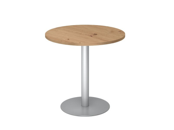 Hammerbacher vergadertafel 80cm rond noest eiken/zilver, VSTF08/R/S
