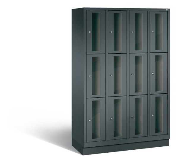 C+P Schließfachschrank Classic, 12 Fächer, H1800xB1190xT500 mm, Anthrazit, 8020A403 S10027