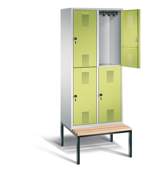 C+P locker, dubbellaags Evolo, H2090xW810xD815mm, kleur: lichtgrijs / virid groen, 48350-22 S10113