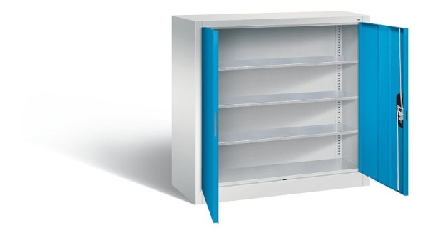 C+P tijdschriftenkast serie 13, H1000xB1000xD420mm, kleur: lichtgrijs/lichtblauw, verzonken handgreep, 133944-21 S10038