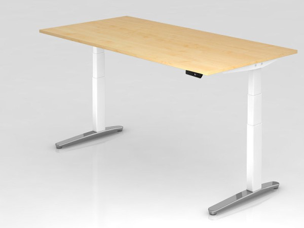 Hammerbacher elektrisch zit-sta bureau 200x100cm esdoorn/wit gepolijst, rechthoekige vorm, VXBHM2E/3/WC