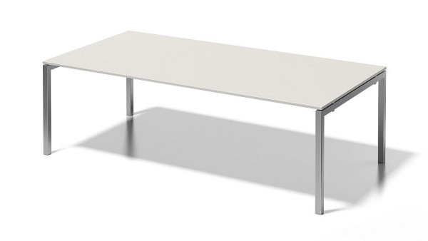 Bisley Cito directiewerkplek/vergadertafel, 730 mm in hoogte vast U-frame, H 19 x B 2400 x D 1200 mm, grijswit/zilver, DUF2412GW355