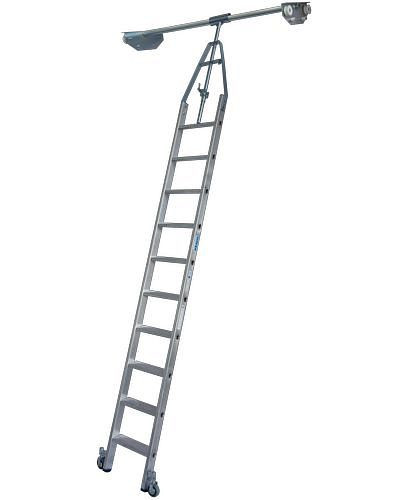Krause trapladder, dubbele plank, aluminium, verrijdbaar, met railsysteem, 10 treden, 257513